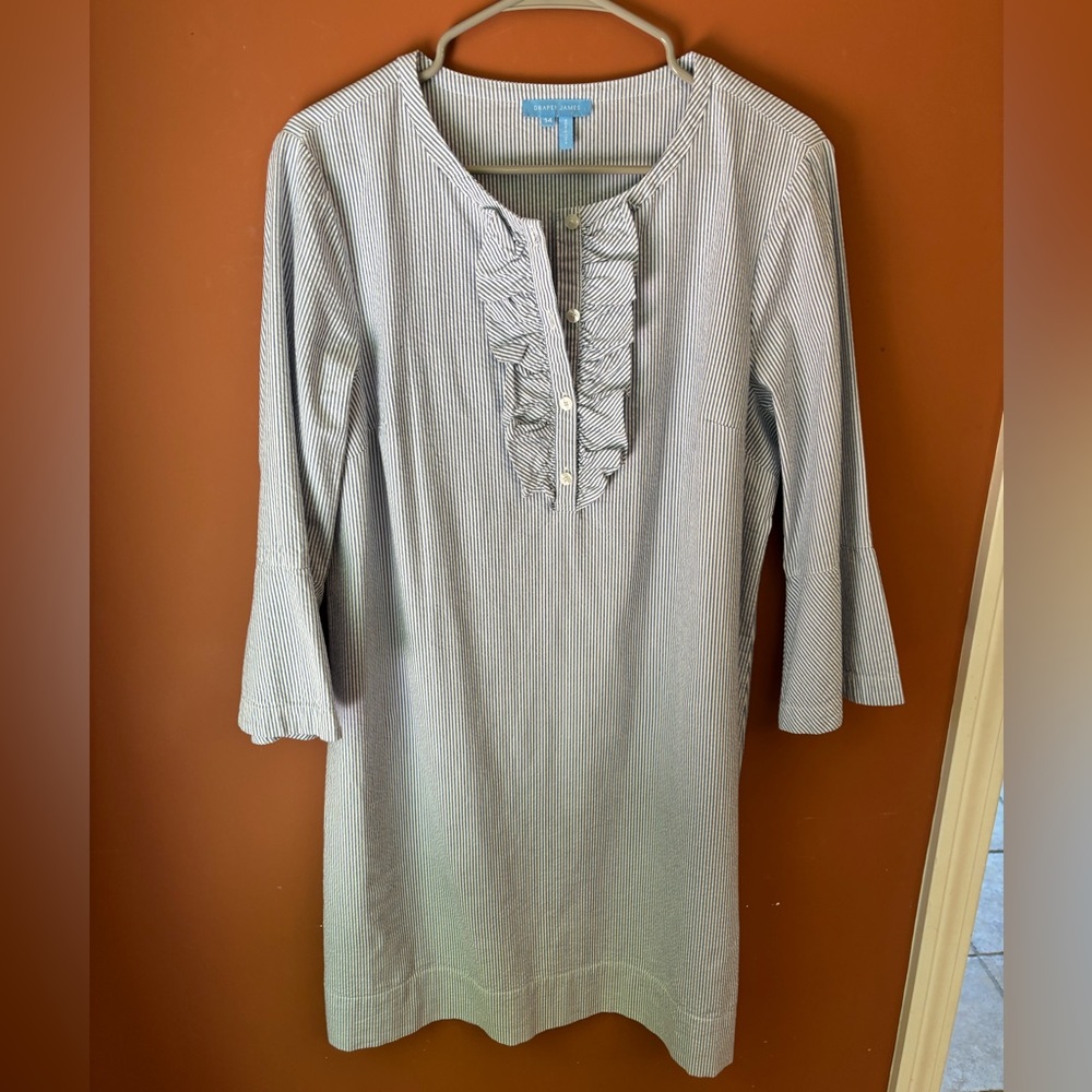 Women’s Striped Ruffle Tunic Dress Draper James Size 14